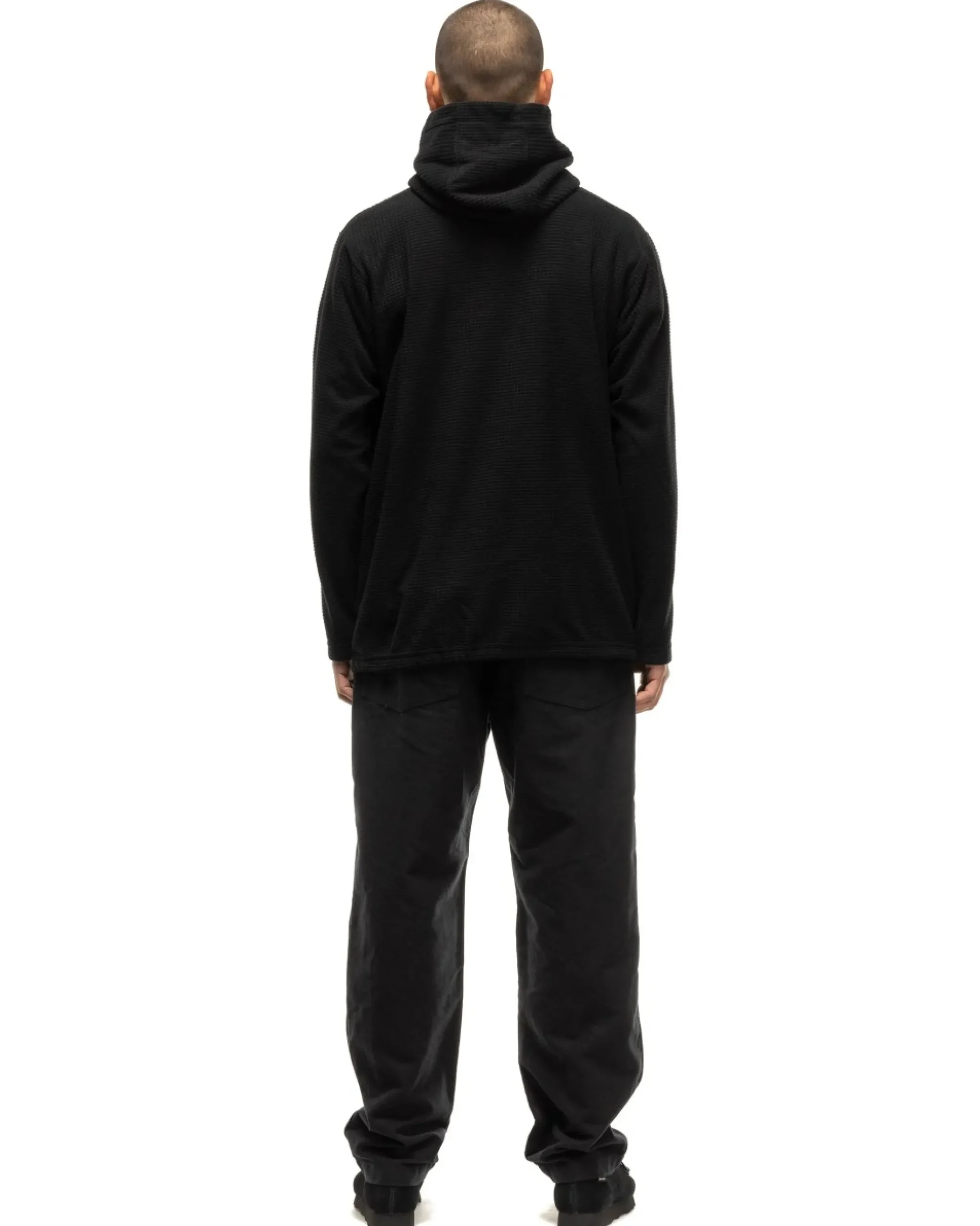 Engineered Garments Long Sleeve Hoody Polyester Waffle Black>Men Sweaters
