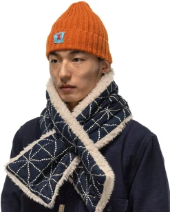KAPITAL 8Oz Denim Folk-Dojo Embroidery Kesa Scarf Dark>Men Accessories