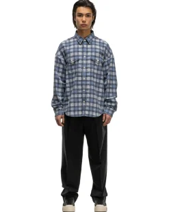 visvim Pioneer Khadi Check L/S Navy>Men Shirts