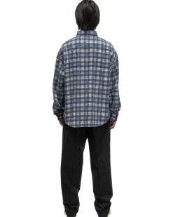 visvim Pioneer Khadi Check L/S Navy><noscript><img width=