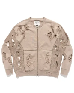 CAV EMPT Plague Wide Rib Cut Zip Sweater Grey>Men Sweaters