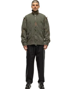 sacai Quilted Herringbone Jacket Khaki>Men Outerwear