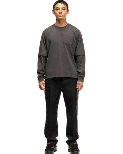 sacai S Cotton Jersey L/S T-Shirt C/Gray>Men T-Shirts