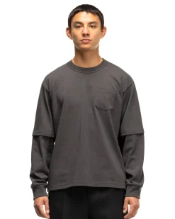 sacai S Cotton Jersey L/S T-Shirt C/Gray><noscript><img width=