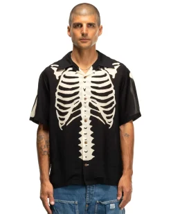 KAPITAL Silk Rayon Bone Aloha Shirt Black><noscript><img width=