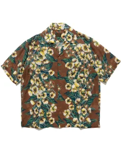 KAPITAL Silk Rayon Cotton-Flower Wrangle Collar Aloha Brown>Men Shirts