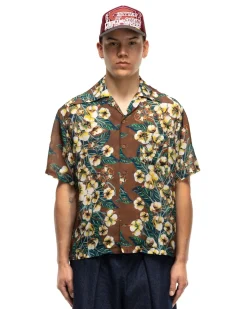 KAPITAL Silk Rayon Cotton-Flower Wrangle Collar Aloha Brown><noscript><img width=