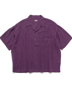 KAPITAL Soft Linen Open Collar Big Shirt Purple>Men Shirts