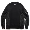 sacai Sponge Sweat X Nylon Twill Pullover Black X Black>Men Sweaters