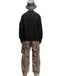 sacai Sponge Sweat X Nylon Twill Pullover Black X Black><noscript><img width=