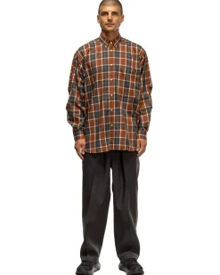 Daiwa Tech Button Down Shirts L/S Tartan Plaids Brown>Men Shirts
