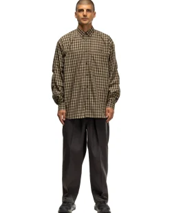 Daiwa Tech Button Down Shirts L/S Mini Plaids Olive>Men Shirts