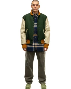 Engineered Garments Varsity Jacket Wool Melton Olive>Men Outerwear