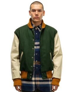 Engineered Garments Varsity Jacket Wool Melton Olive><noscript><img width=