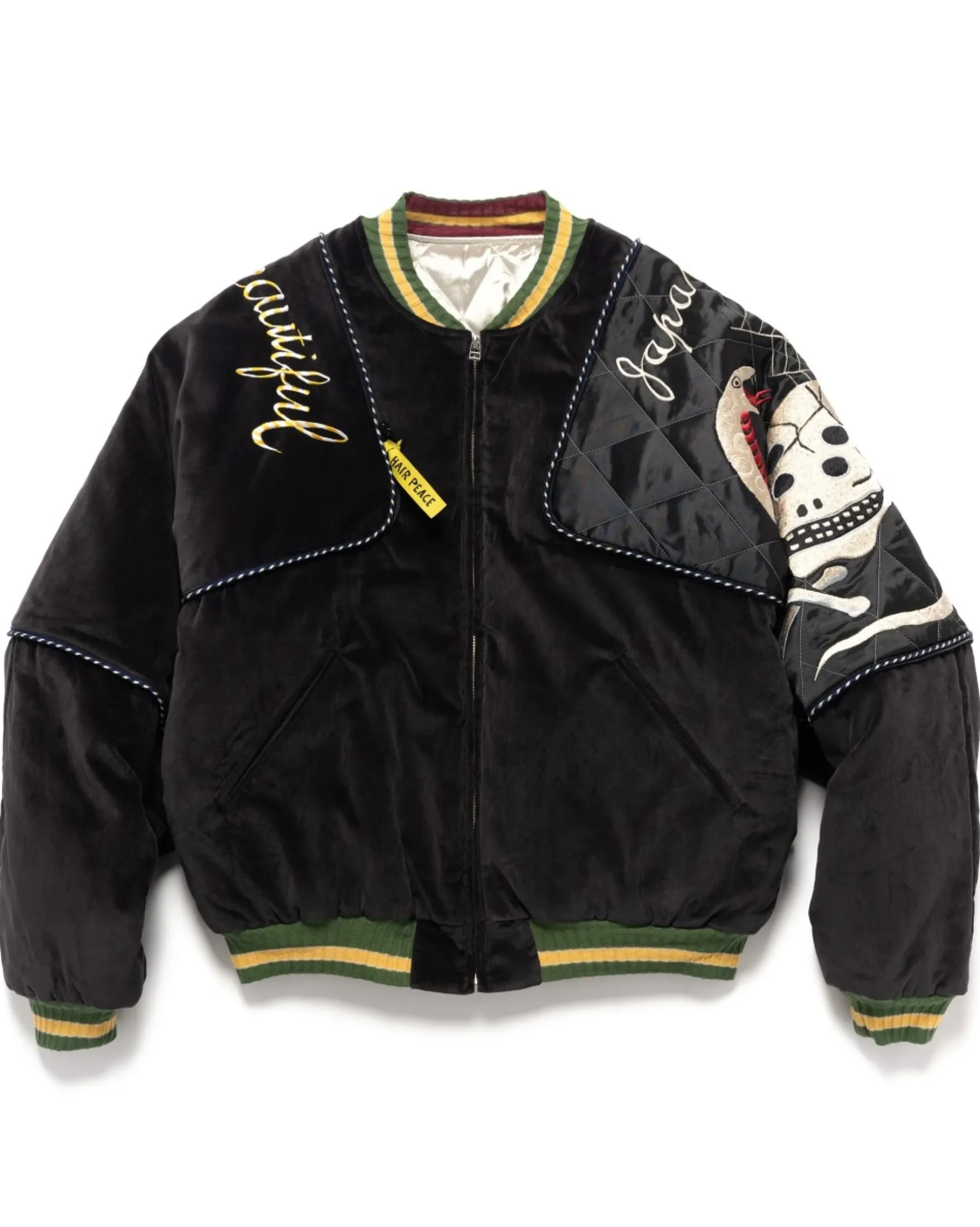 KAPITAL Velveteen Sham Bomber Jkt (Rainskull&Snake) Black>Men Outerwear