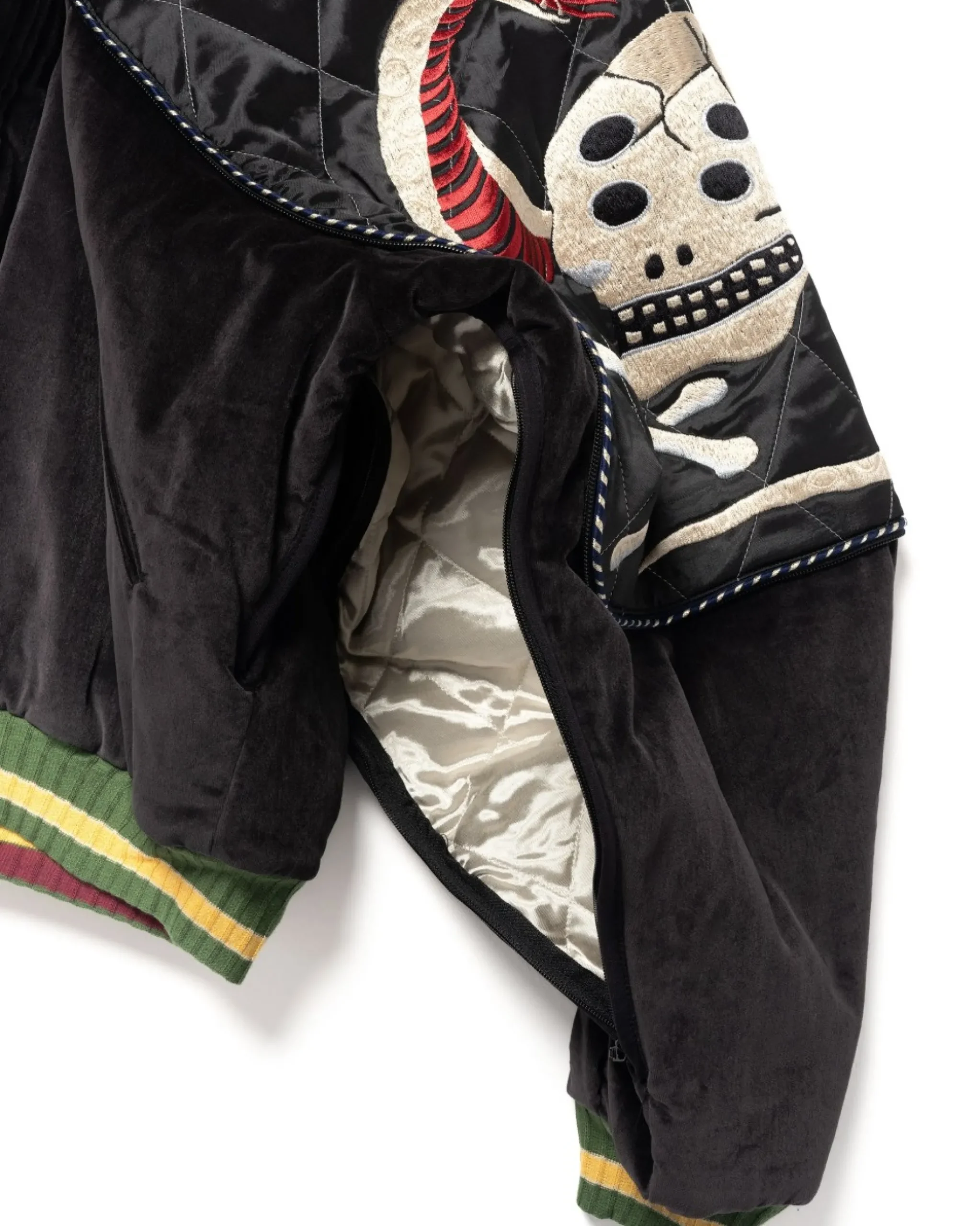 KAPITAL Velveteen Sham Bomber Jkt (Rainskull&Snake) Black>Men Outerwear