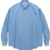 AURALEE Washed Finx Twill Big Shirt Blue>Men Shirts