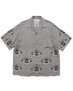 WACKO MARIA Wolf'S Head/S/S Hawaiian Shirt ( Type-5 ) Grey>Men Shirts