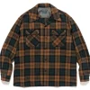 KAPITAL Wool Check Board Shirt Brown>Men Shirts