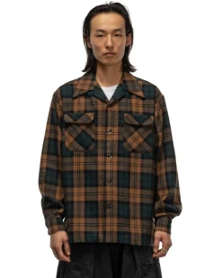 KAPITAL Wool Check Board Shirt Brown><noscript><img width=