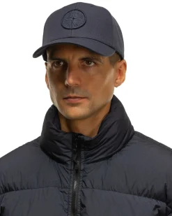 Stone Island Wool/Polyester Gabardine 6 Panel Cap Navy Blue>Men Headwear