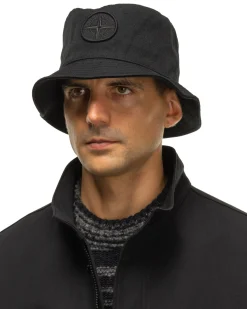 Stone Island Wool/Polyester Gabardine Bucket Hat Black>Men Headwear