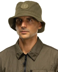 Stone Island Wool/Polyester Gabardine Bucket Hat Olive>Men Headwear