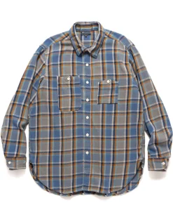 Engineered Garments Work Shirt Cotton Heavy Twill Plaid Blue>Men Shirts
