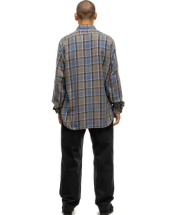 Engineered Garments Work Shirt Cotton Heavy Twill Plaid Blue><noscript><img width=